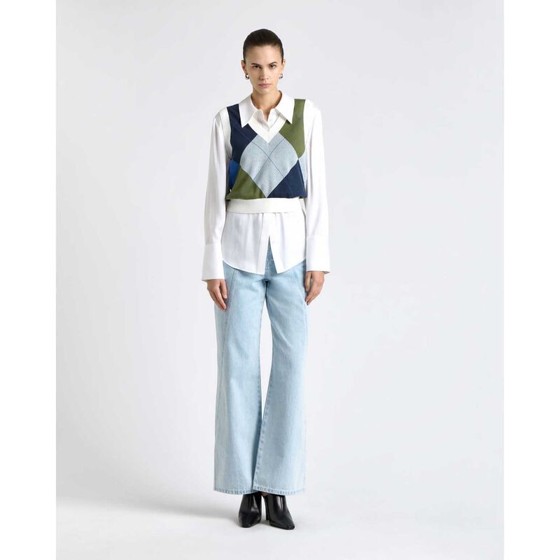 Cue Argyle V-Neck Vest image number 3